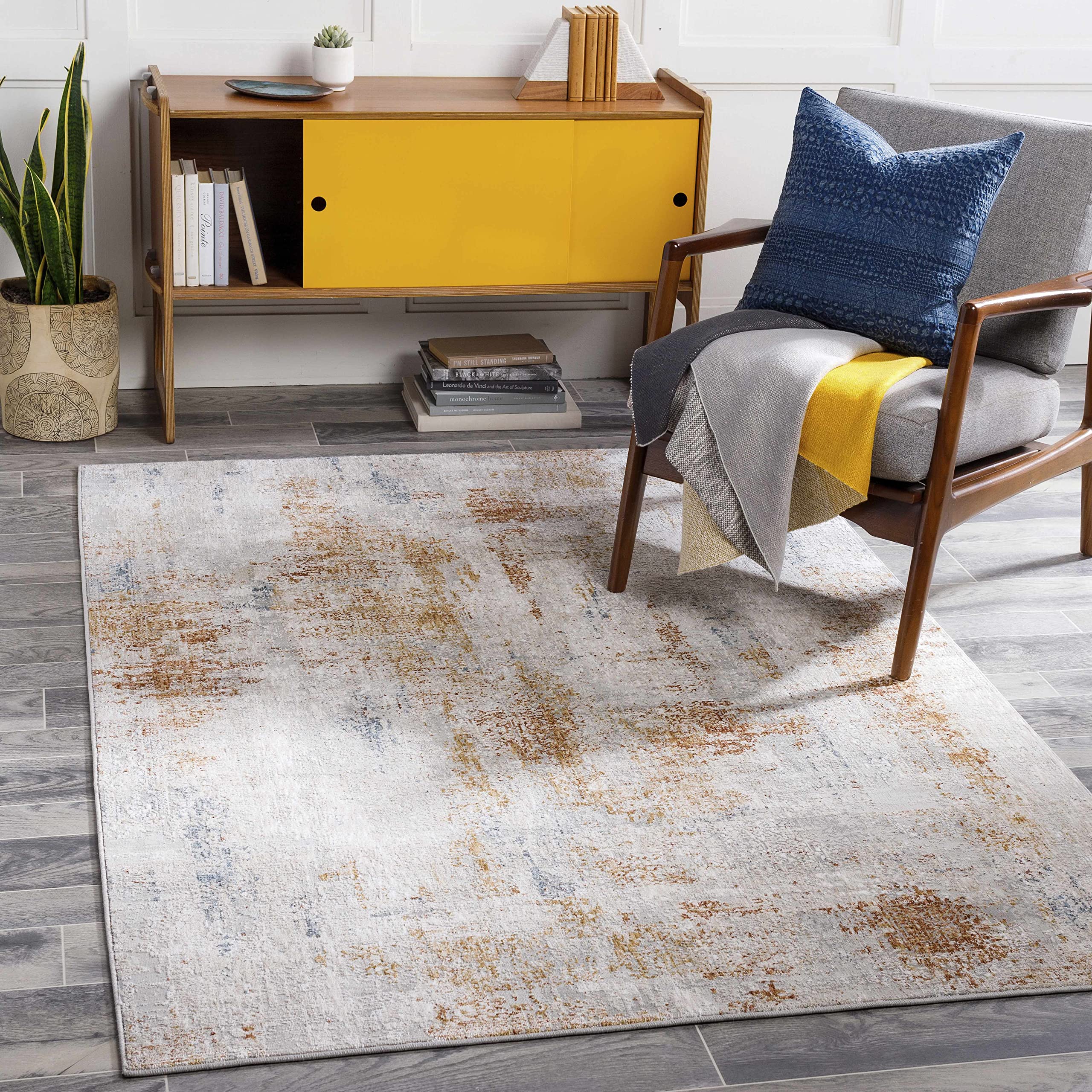 Hauteloom Melton Modern Area Rug for Living Room & Bedroom - Blue, Brown, Red - 10' x 14' - Soft & Durable - Perfect for Cozy Home Decor