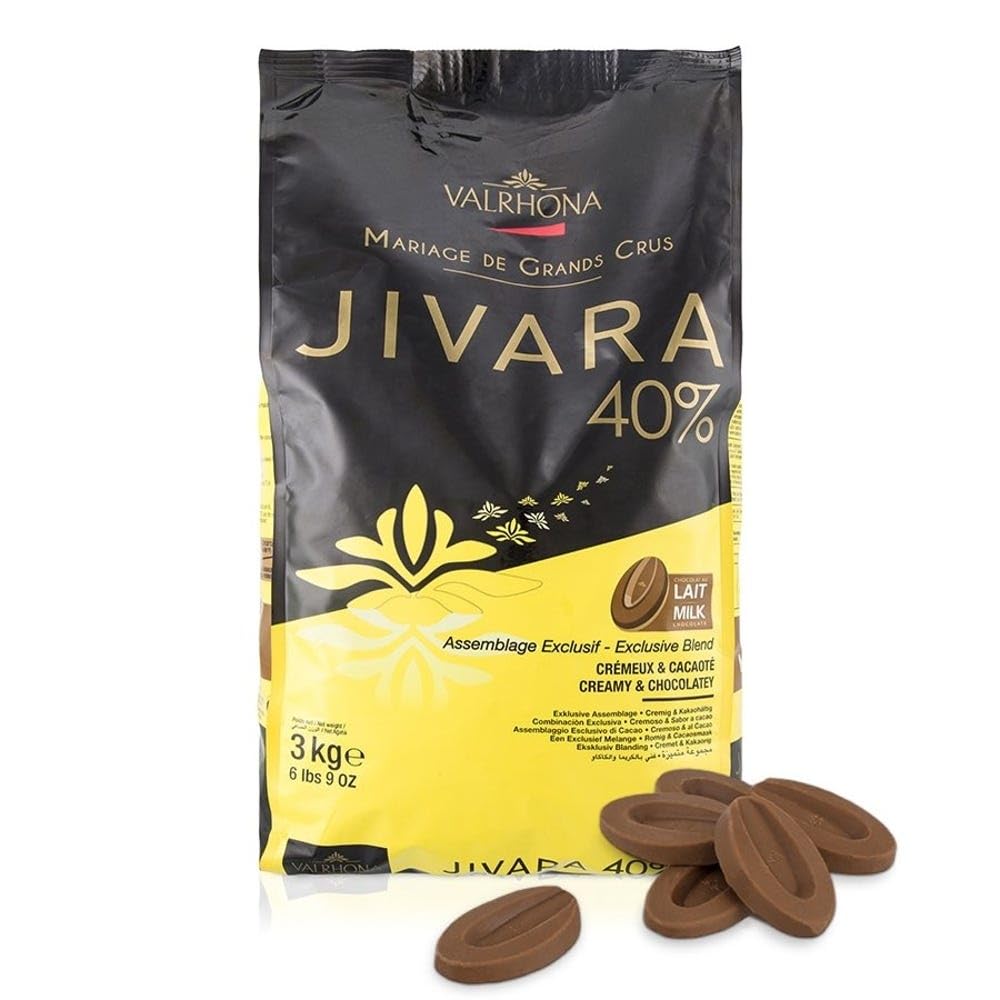 Valrhona Jivara Lactee 40% Milk Chocolate Couverture Baking Discs - 6.6 Pound Bulk Pack for Professional Baking, Desserts & Pastry Making