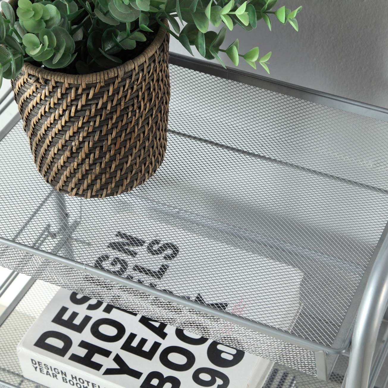 MITPATY Honeycomb Mesh Storage Cart - Silver Removable Utility Organizer Shelf Rack for Kitchen, Bathroom & Living Room | Perfect for Pantry Organization, Bathroom Essentials & Living Room Decor
