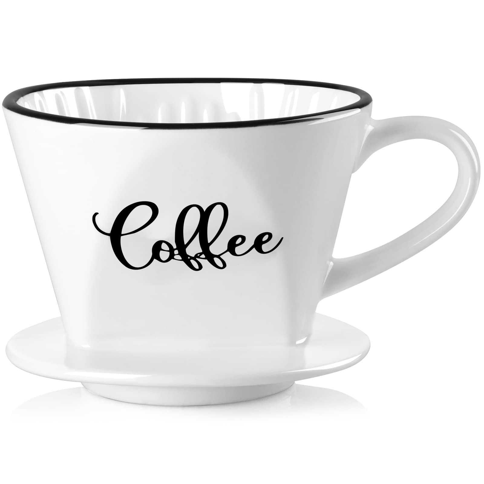 Premium Ceramic Pour Over Coffee Maker - Slow Brew Manual Dripper for Home, Cafe & Coffee Bar | Size 2 White Filter | Perfect for Morning Rituals, Office Breaks & Cozy Kitchen Decor