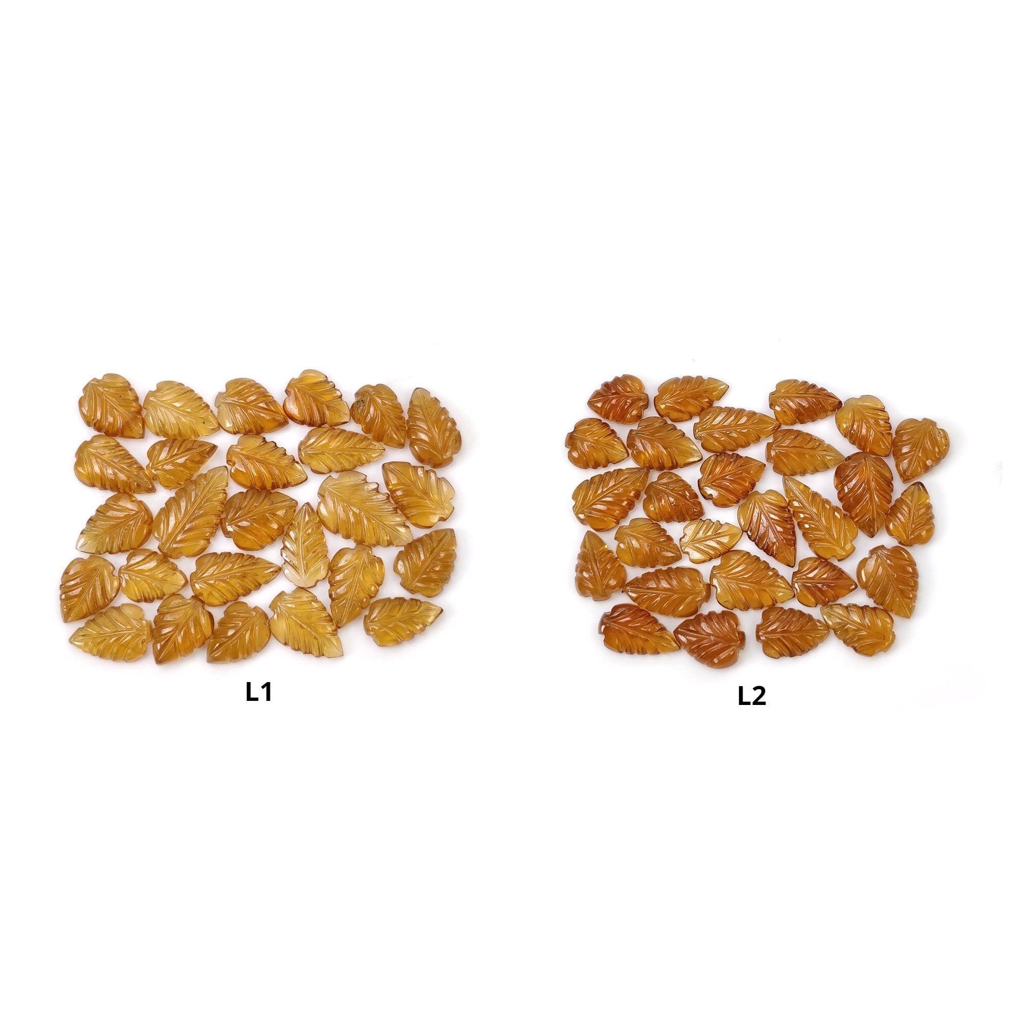 Natural Hessonite Garnet Gemstone Carving - 26pcs/27pcs Untreated Hand-Carved Leaf Pendant Set for Jewelry Making & Spiritual Healing | DIY Necklace, Bracelet, Meditation Accessories