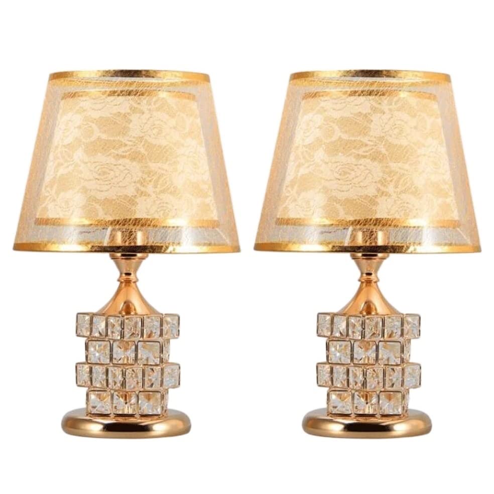 JGATW 2-Pack Crystal Table Lamps - Gold Bedside Nightstand Lamps for Bedroom, Living Room Decor | Elegant Home Lighting for Reading, Relaxation & Interior Design