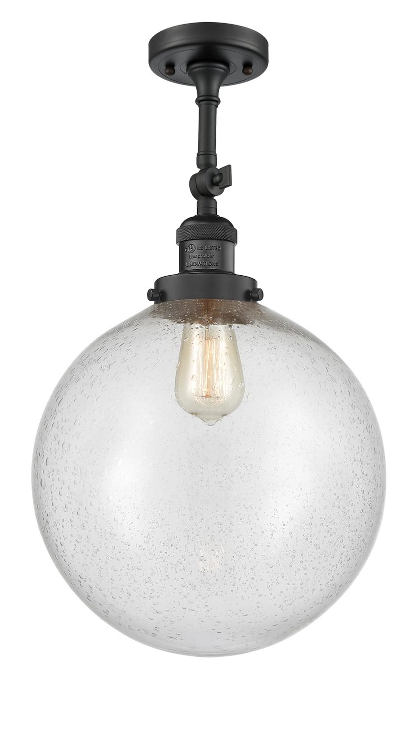 201F-BK-G204-12-LED Matte Black Bare Bulb Cord Set - 1 Light Industrial Pendant Lighting for Kitchen Island, Bar Counter, and Workshop Decor