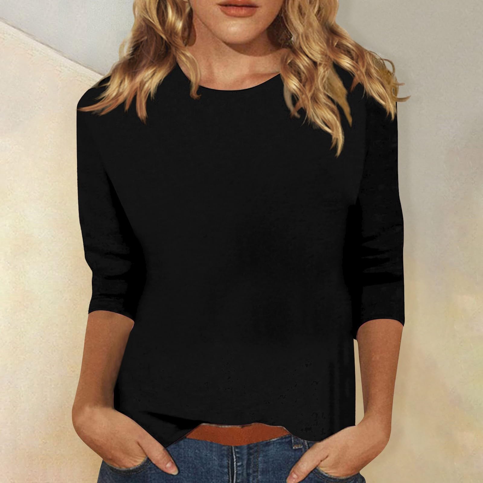 Trendy 3/4 Sleeve Women's Tops for Spring & Summer 2025 - Fashion Blouses & Casual Graphic Tees for Ladies - Perfect for Office Wear, Date Nights & Weekend Outings