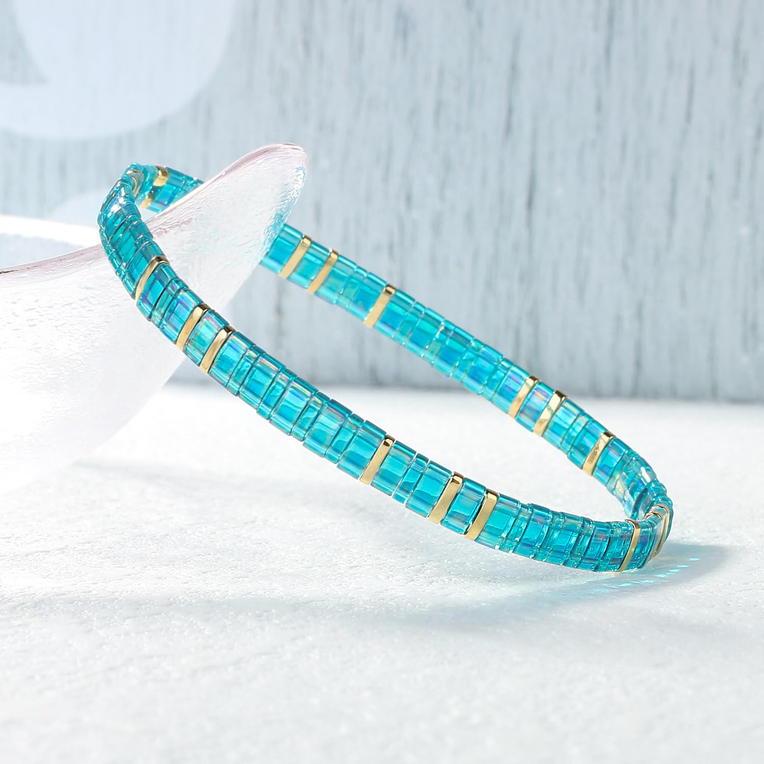 KELITCH Women's Tila Beads Charm Stretch Bracelet - Colorful Candy Beaded Wrap Friendship Bracelet for Women & Girls - Perfect for Gifts, Parties, and Everyday Wear