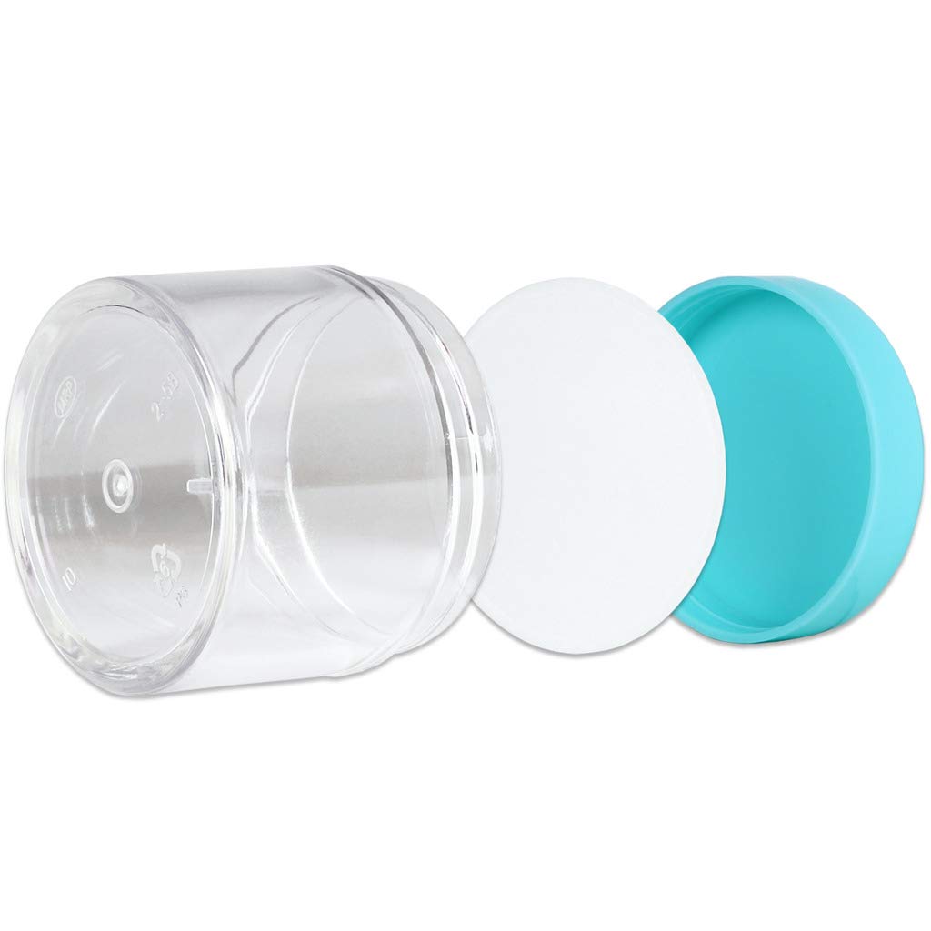 Beauticom 60ml (2oz) Clear Leak-Proof Plastic Jars with Teal Lids - 36 Pack for Cosmetics, Lotions, Creams & Salves | Perfect for DIY Beauty Products, Travel Toiletries & Home Organization