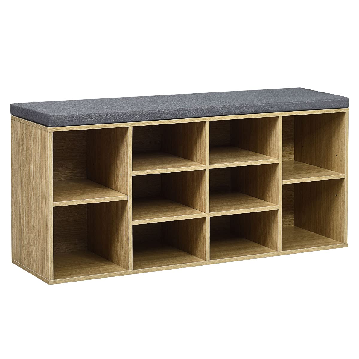 Giantex 10-Cube Shoe Storage Bench with Padded Seat, Adjustable Shelves & Entryway Organizer | Shoe Cabinet for Living Room, Bedroom, Hallway | Space-Saving Shoe Rack with Storage Cubbies (Natural) - Perfect for Small Spaces & Entryway Organization