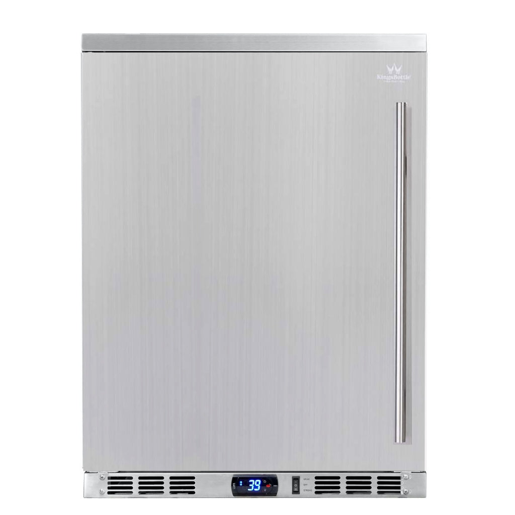 Kingsbottle 24 Inch Outdoor Stainless Steel Beer Fridge Cooler - Perfect for Patio, Backyard, Garage & Man Cave Parties
