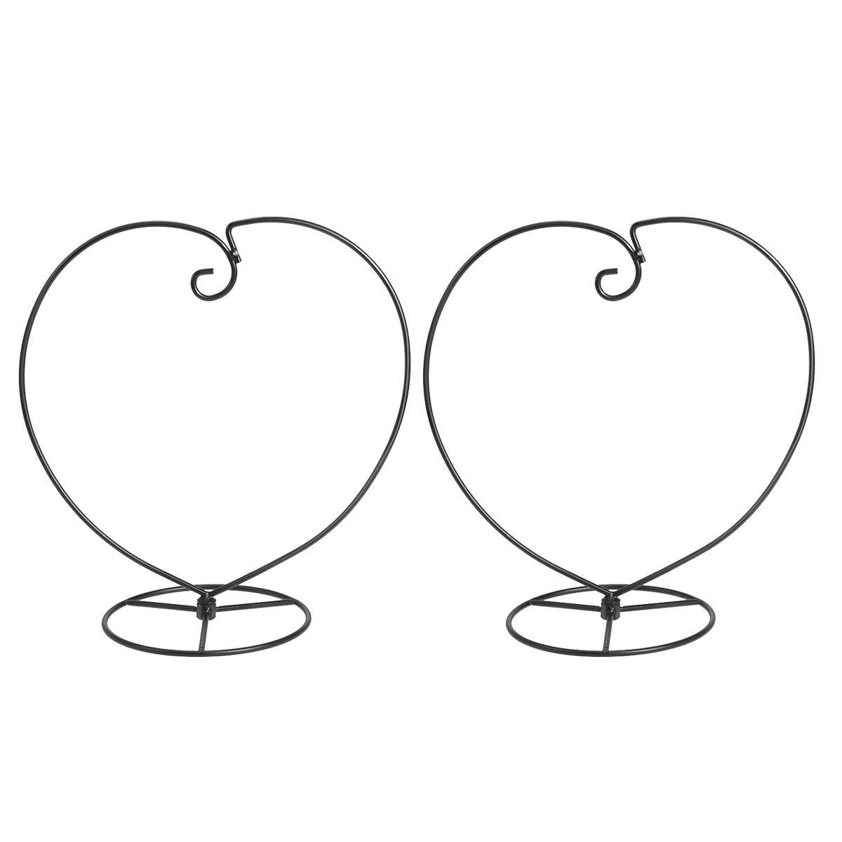2PCS Black Heart Shape Iron Hanging Stand Rack - Display Holder for Glass Globe Terrariums, Air Plants & Witch Balls - Perfect for Home Decor, Wedding Centerpieces & Boho Room Decoration