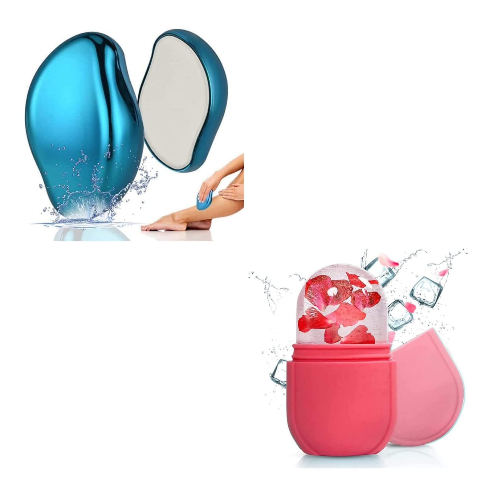 Gamins Gadgets® Crystal Hair Remover & Ice Roller Set for Face, Neck & Body - Puffy Eyes Relief & Painless Hair Removal for Men & Women | Perfect for Skincare Routine & At-Home Spa Treatments