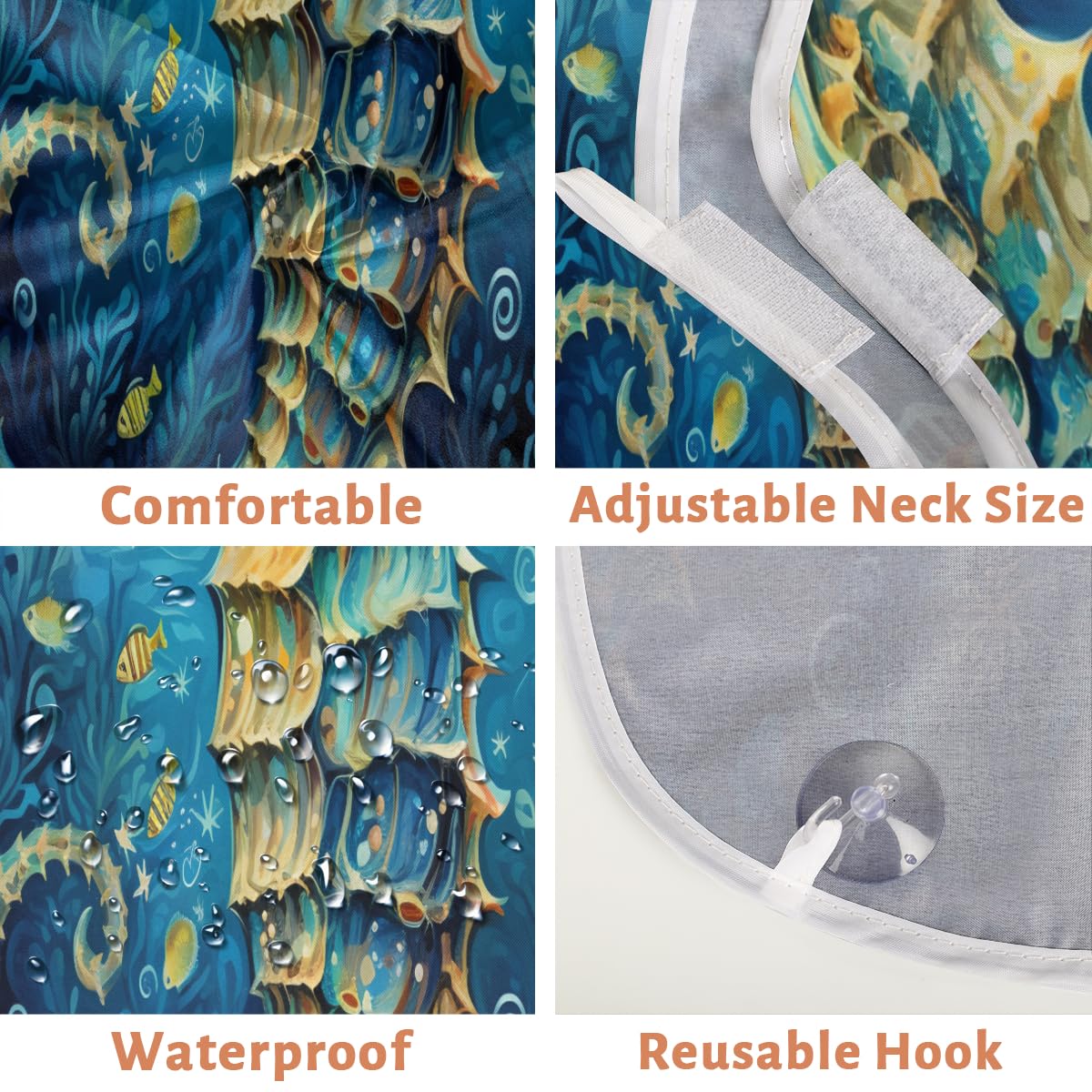Waterproof Seahorse Beard Shaving Bib for Men - Artist Apron for Hair Dye & Makeup - Hair Cutting Cape for Barbers - Sink Hair Catcher for Beard Trimming & Lineup (Perfect for Salon, Home Grooming & Barber Gifts)