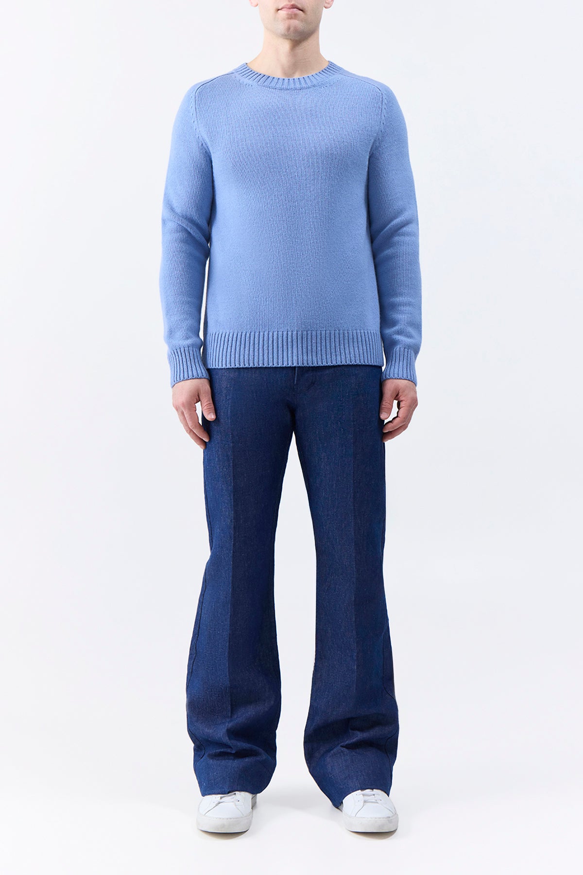 Francesco Light Blue Denim Cashmere Knit Sweater for Women - Soft & Warm Winter Pullover for Casual Outfits & Office Wear