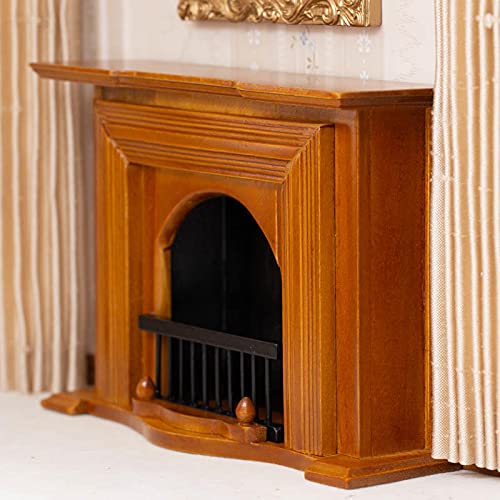 Miniature Walnut Fireplace for Dollhouse - DIY Craft Decor