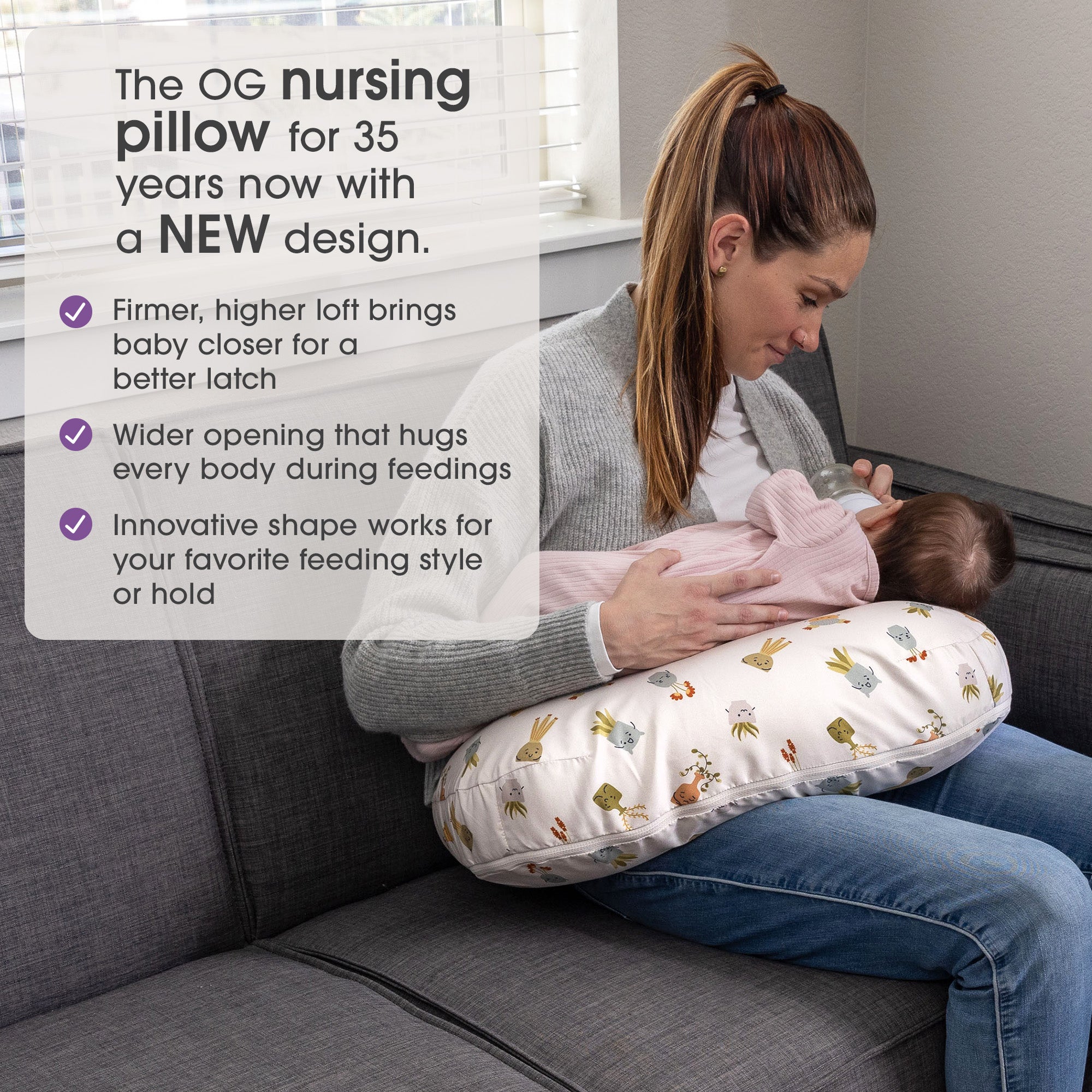 Boppy Original Nursing Pillow and Infant Support - Perfect for Breastfeeding, Bottle Feeding & Tummy Time - Soft, Comfortable & Ergonomic Design for Newborns & Babies