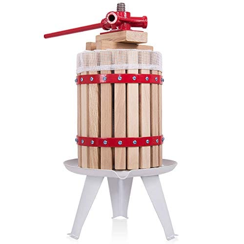 Costzon 1.6 Gallon (6 Liter) Solid Wood Basket Wine Press - Fruit & Cider Press for Apples, Grapes - Home Winemaking & Juice Extraction - Perfect for Kitchen, Home Brewing & Outdoor Use