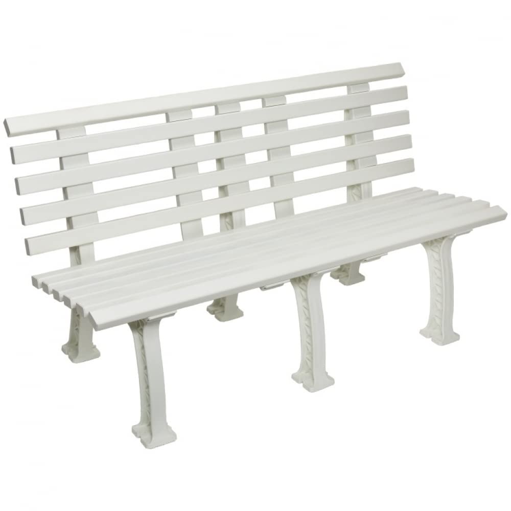 Tourna Courtside Tennis Bench 5ft – Durable White or Green Outdoor Bench for Tennis Courts, Parks & Sports Venues | Perfect for Players & Spectators
