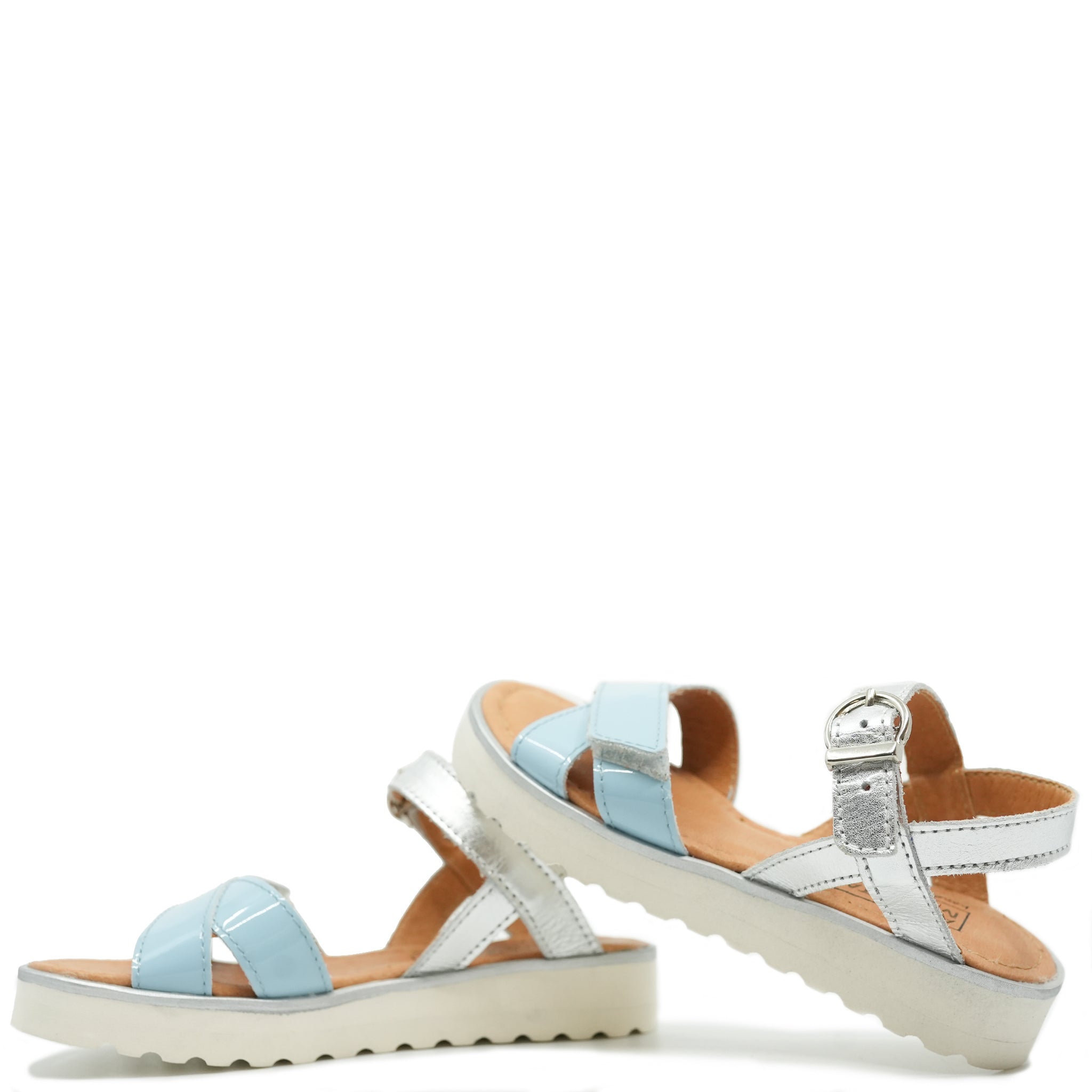 Atlanta Moccasin Sky Blue & Silver Sandal - Comfortable Women's Casual Shoes for Walking, Beach, and Summer Outfits