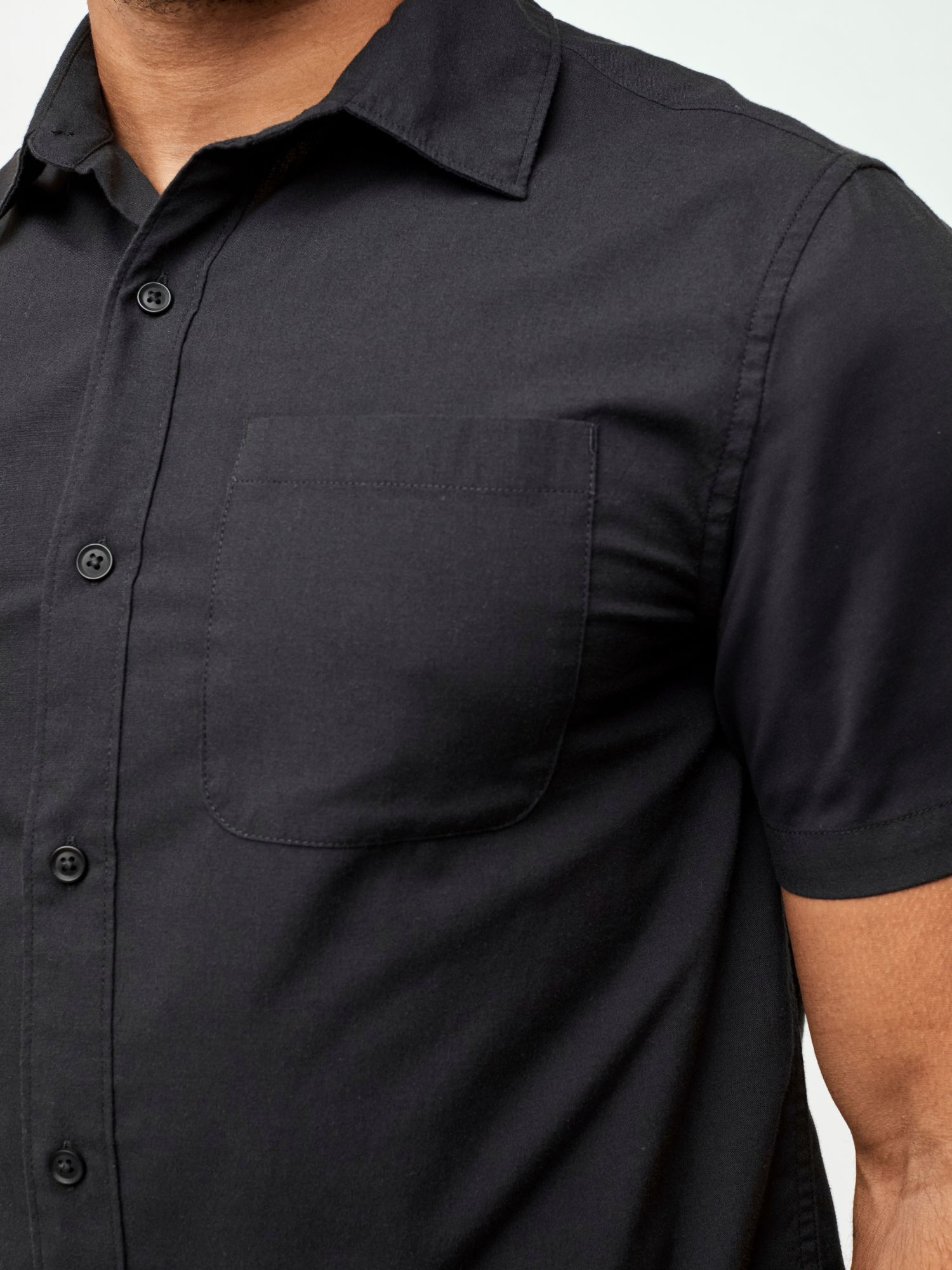 Men's Black Stretch Short Sleeve Button Up Shirt - Casual Office Wear & Summer Outfits