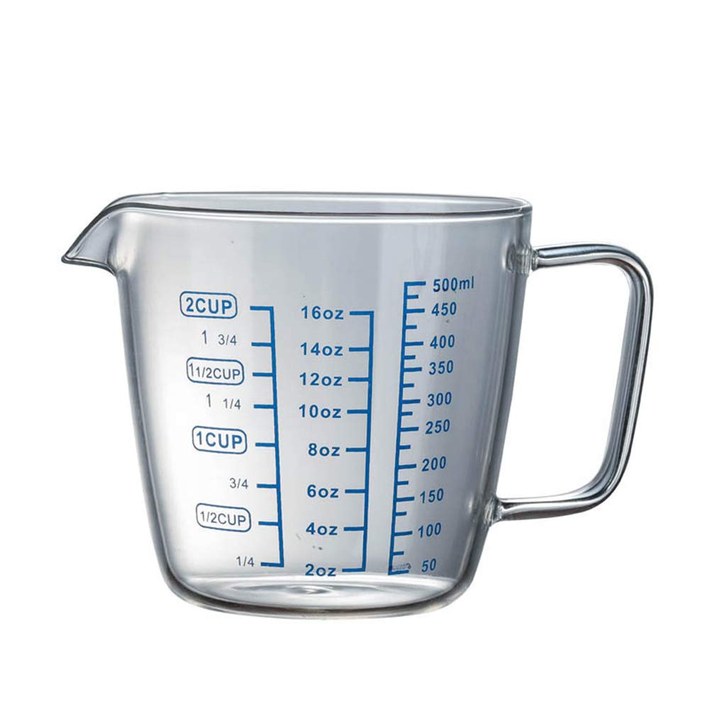 2 Cup Glass Measuring Cup with Measurements - 500ML (16 oz) for Baking, Cooking & Mixing - Perfect for Milk, Coffee, Liquid Ingredients & Kitchen Recipes