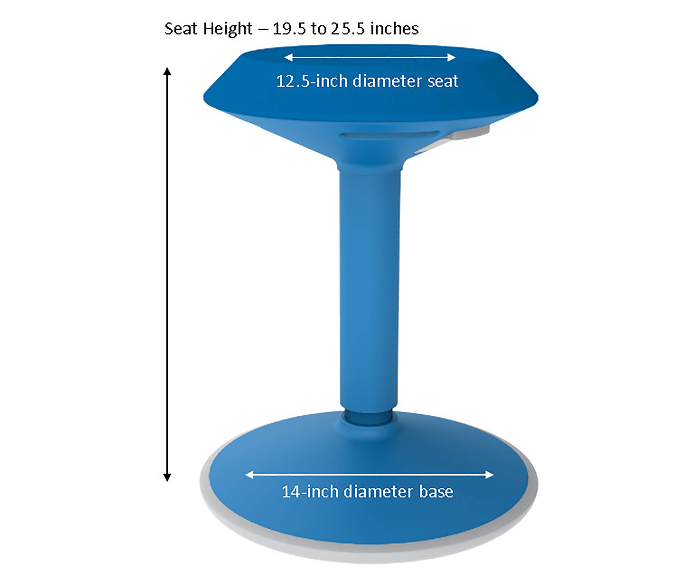 Learniture Adjustable-Height Active Motion Stool with Circular Seat - Ergonmic Flexible Seating for School Classroom, Office or Home Study - Brilliant Blue (LNT-NUS800-BB-SO) - Perfect for ADHD Focus, Wobble Chair for Kids & Adults, Active Sitting Solution for Workstations