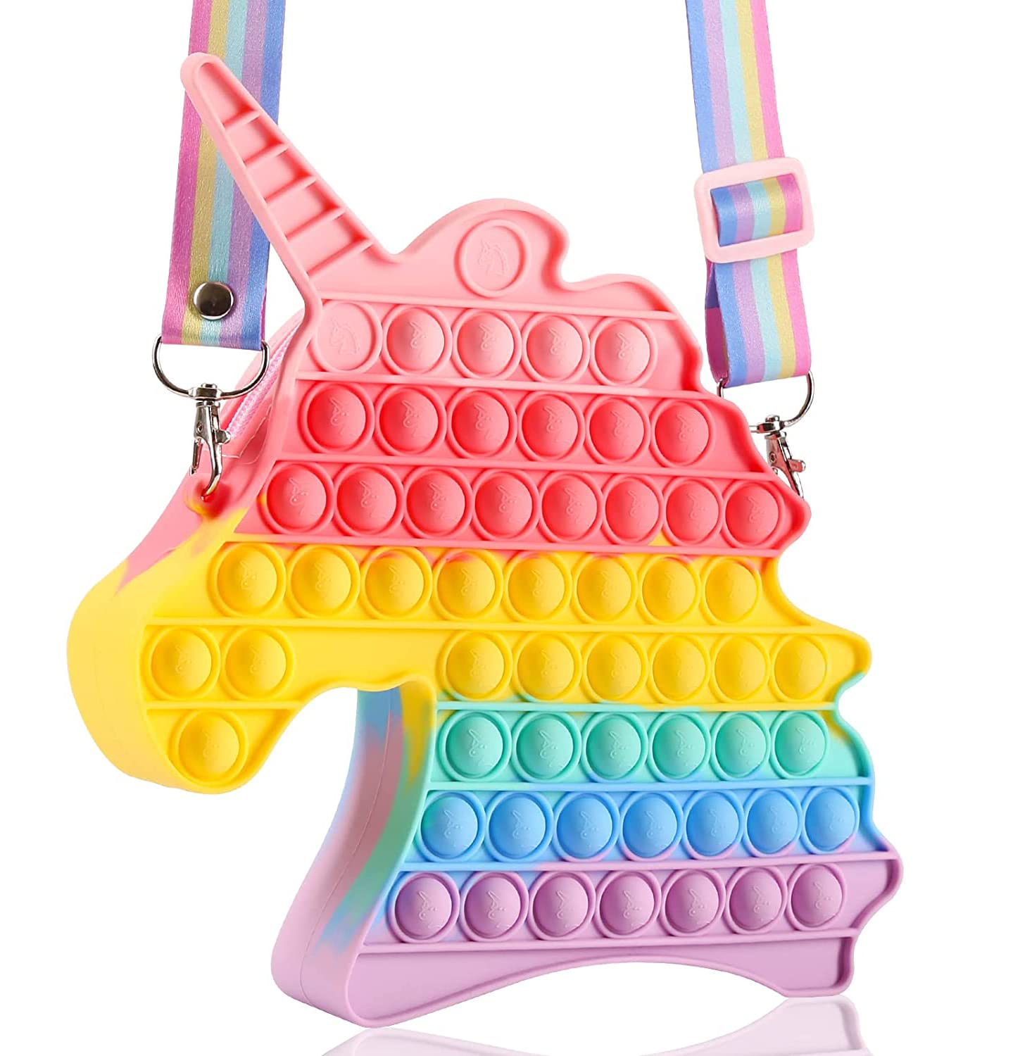Pop It Purse for Girls - 2 in 1 Fidget Shoulder Bag with Unicorn Design, Stress Relief Toy & Fashion Accessory for School, Birthday Parties & Anxiety Relief | Perfect Gift for Kids & Teens