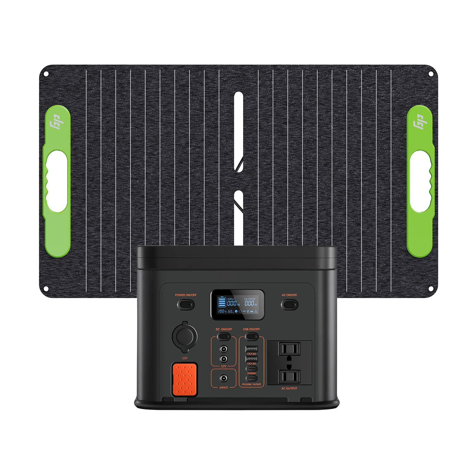 300W Portable Solar Generator with LiFePO4 Battery & 60W Solar Panel - 256Wh Power Station, 2 AC Outlets (110V) for Camping, Hunting, RV Trips & Home Emergency Backup Power