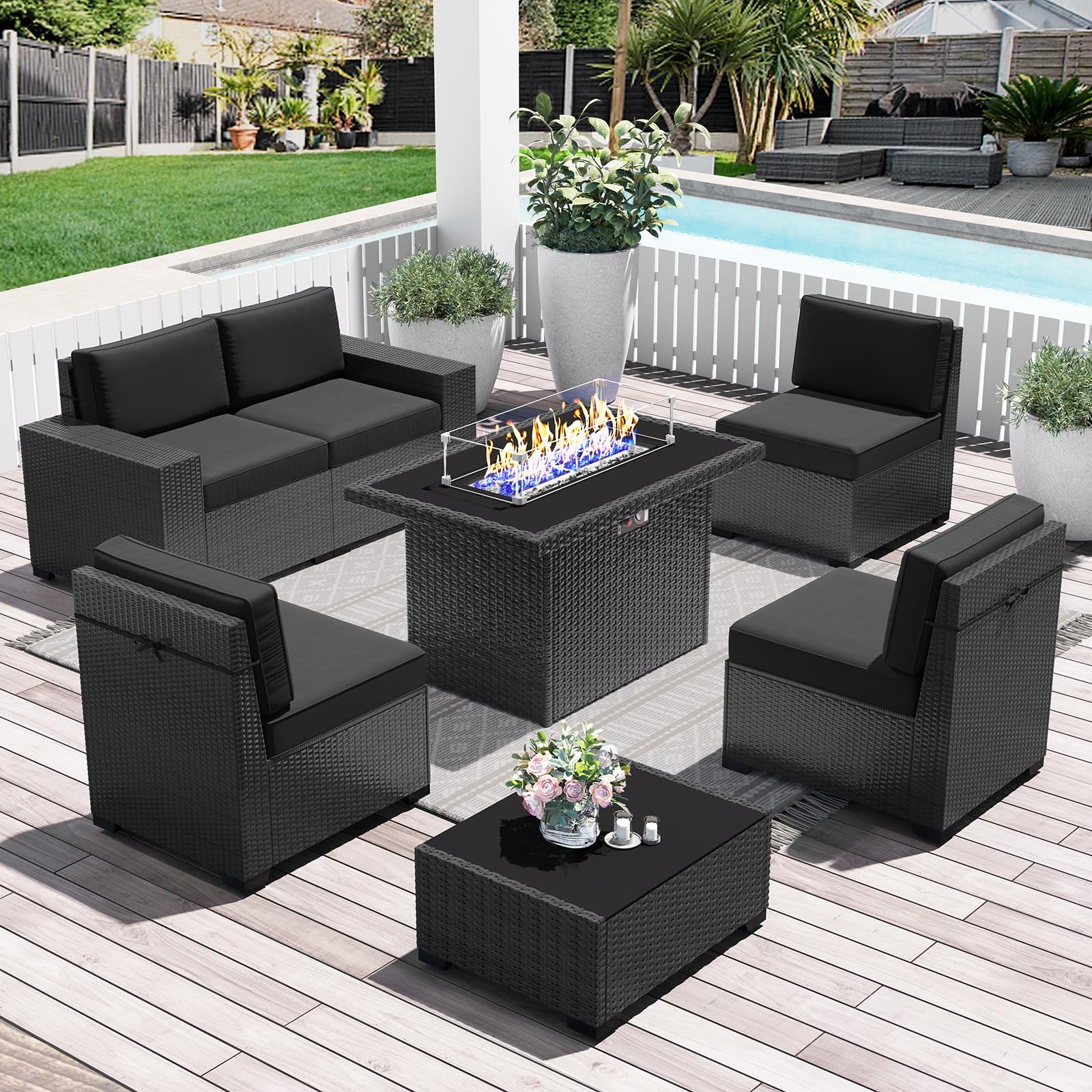 LayinSun 7-Piece Outdoor Patio Furniture Set with 44
