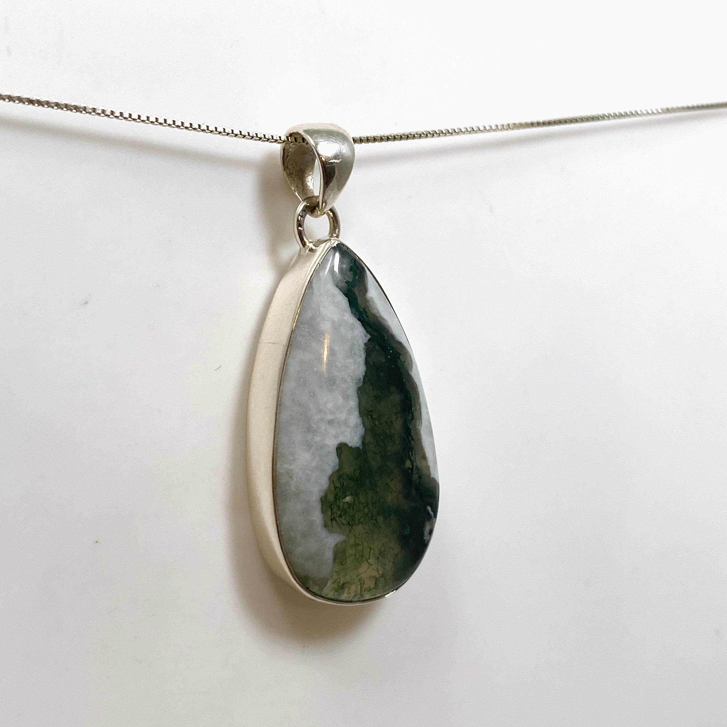 Natural Moss Agate Teardrop Cabochon Pendant - KPGJ4711 for Jewelry Making, Wire Wrapping & DIY Crafts | Perfect for Necklaces, Earrings & Boho Style Accessories
