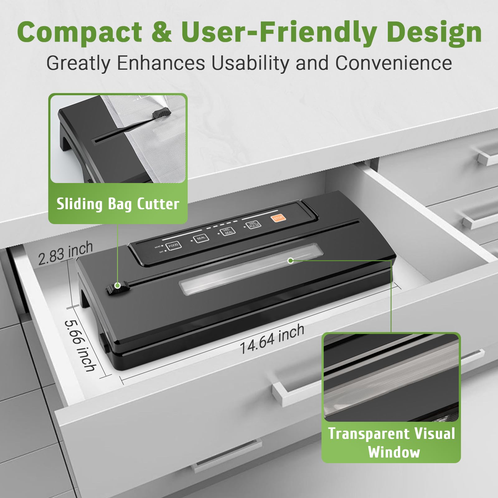 Toprime Vacuum Food Sealer Machine - 80kPa Powerful Sealing System with Roll Bag Cutter, Sous Vide Bags & Hose | Dry & Moist Food Modes for Freshness | Perfect for Meal Prep, Sous Vide Cooking & Food Storage
