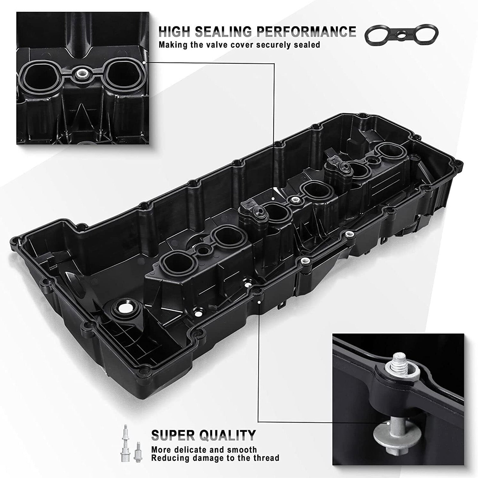 BMW 528xi 2008 L6 3.0L Valve Cover with Gasket & Bolts - OEM Replacement Part #11127552281 URO011833 264 935 - Perfect for Engine Repair & Maintenance
