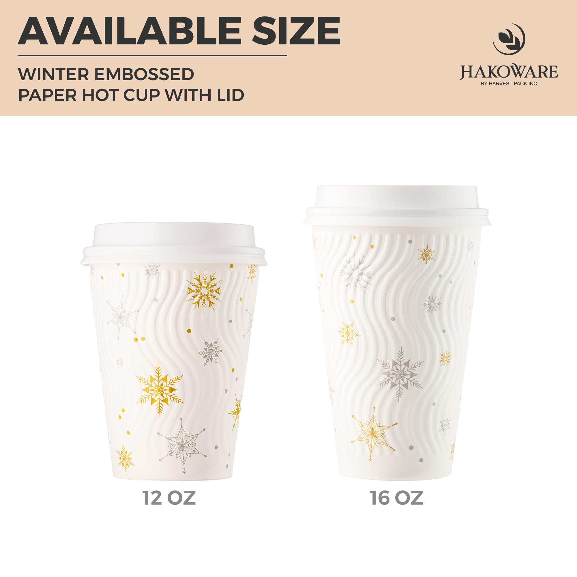 [100 Pack] 16 oz Christmas Coffee Cups with Lids - Insulated Snowflake Design Disposable Paper Cups for Hot Drinks, Gold & Silver Foil Holiday Cups - Perfect for Hot Chocolate, Coffee, and Holiday Parties