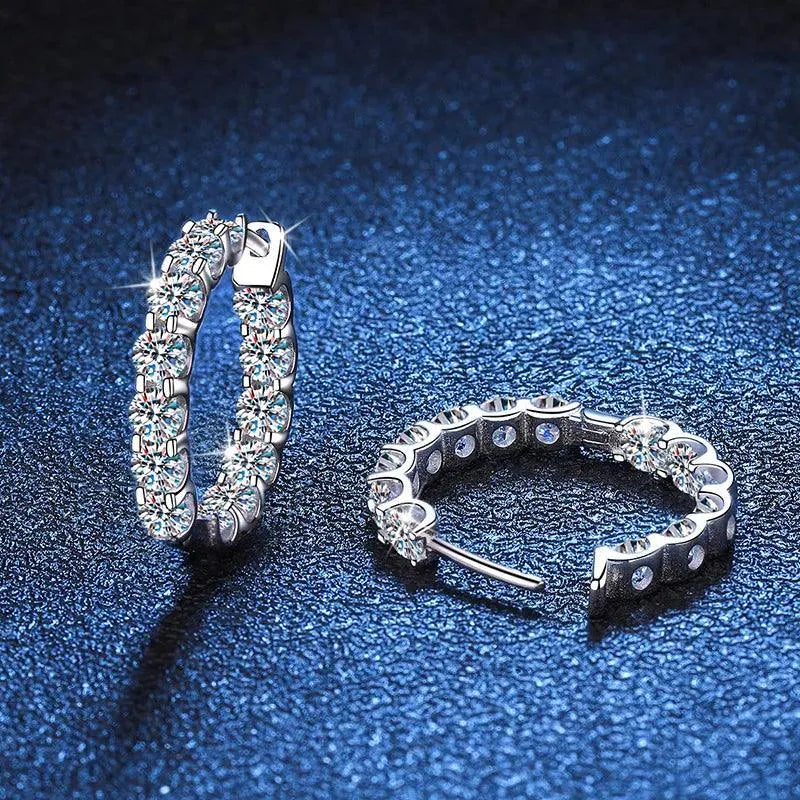 2.6ct D Color Moissanite Hoop Earrings for Women - 925 Sterling Silver Plated White Gold Wedding & Party Jewelry | Elegant Gift for Anniversary, Bridal Shower, Prom & Special Occasions