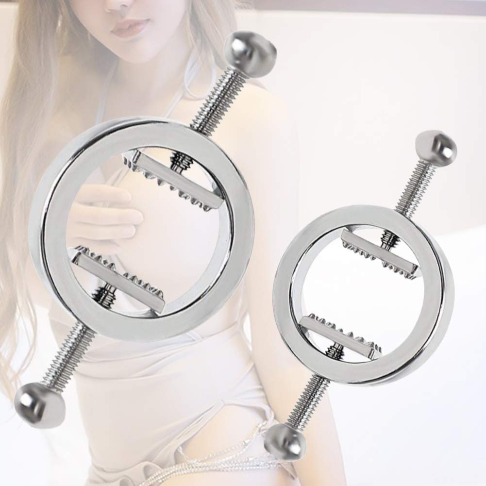 Premium FST Stainless Steel Nipple Clamps - Adjustable Round Clamp Set for Women, Sensual Body Restraints & BDSM Toys - Perfect for Couples Play, Roleplay & Spicing Up Your Intimate Moments