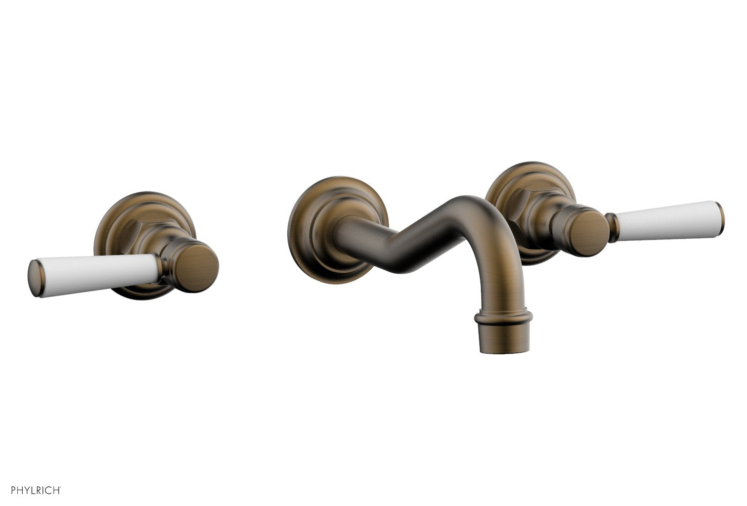 HENRI Wall Lavatory Set - Satin White Lever Handles 161 12 | Modern Bathroom Faucet for Sink | Perfect for Home, Hotel & Commercial Use