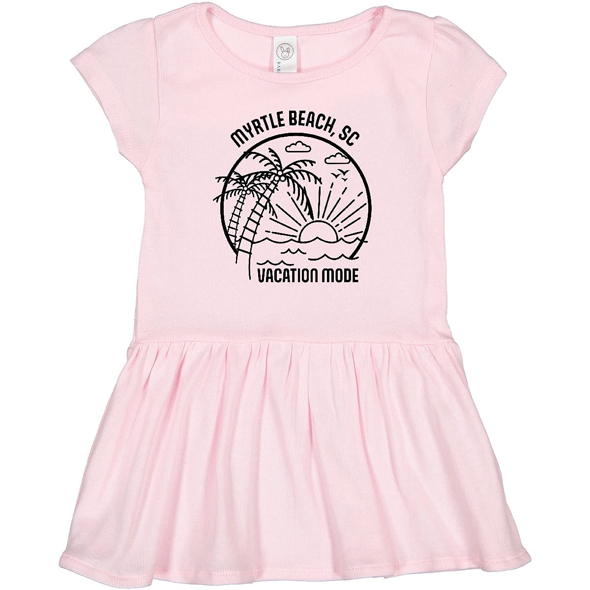 Inktastic Summer Vacation Mode Myrtle Beach South Carolina Toddler Dress - Cute Beach Outfit for Girls, Comfortable Cotton Play Dress for Toddler Travel & Family Vacations