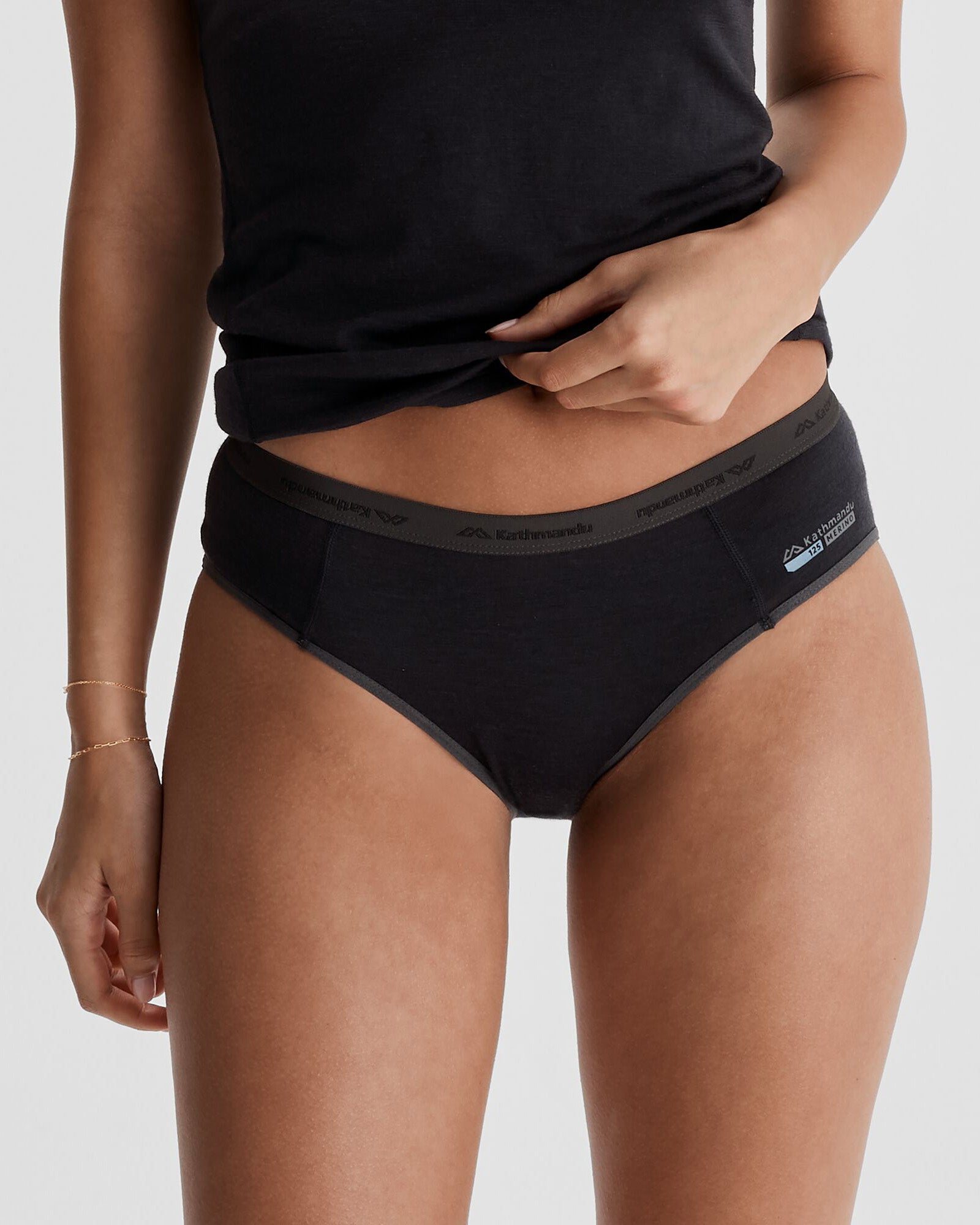 Women's K Merino 125 Briefs - Ultra Soft Wool Underwear for All-Day Comfort | Moisture-Wicking & Odor-Resistant | Perfect for Travel, Hiking & Everyday Wear (Black Stingray)