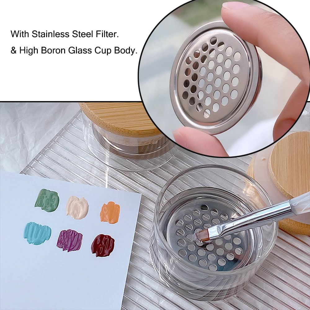 Professional Nail Brush Cleaner with Lid - Acrylic Nail Brush Washing Cup & Dappen Dish for Nail Art - Perfect for Salon, Home Manicure & Nail Extension Care