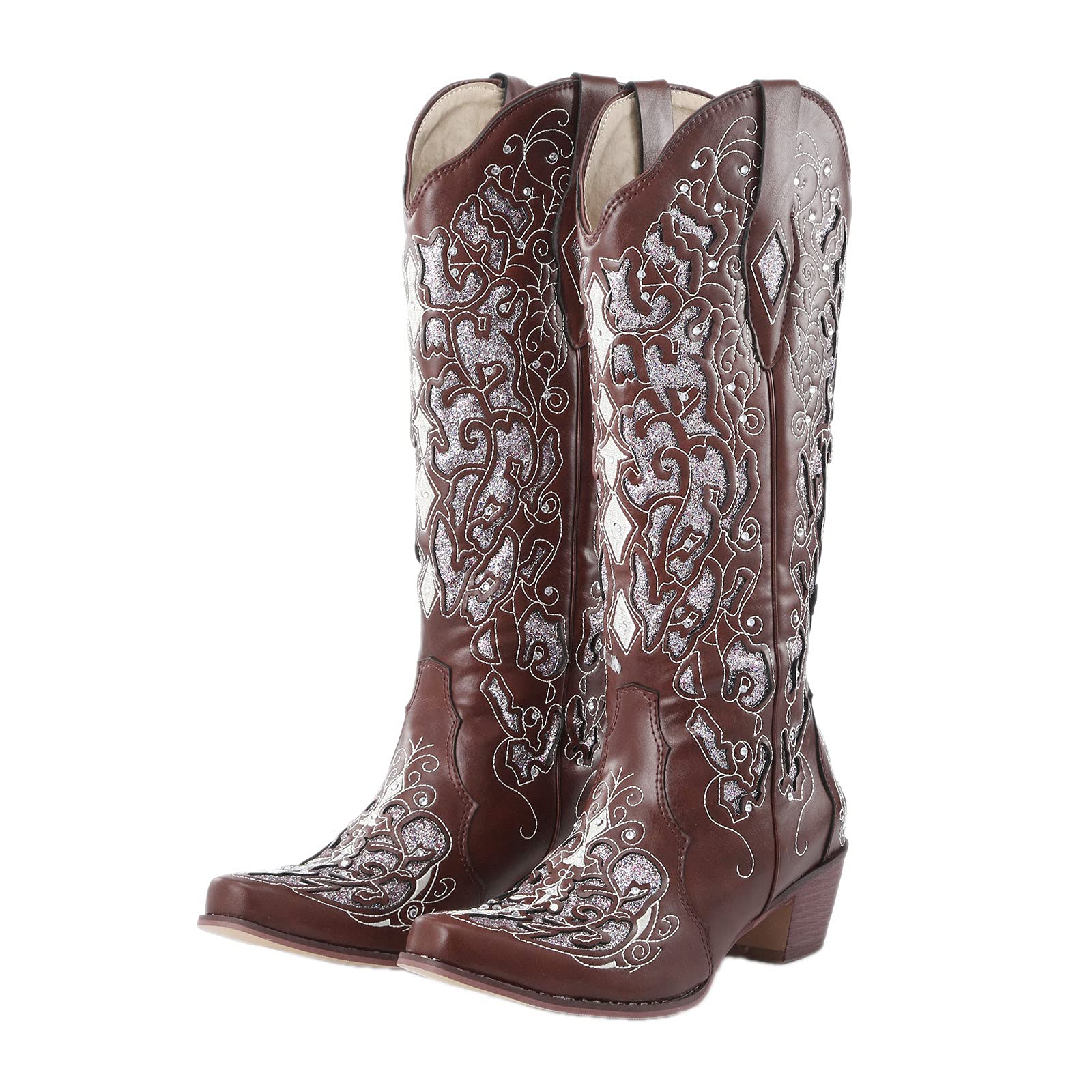 Women's Cowboy Boots - High Heel Ankle Booties with Peep Toe | Genuine Leather Western Boots for Country Style | Perfect for Rodeo, Line Dancing & Night Out