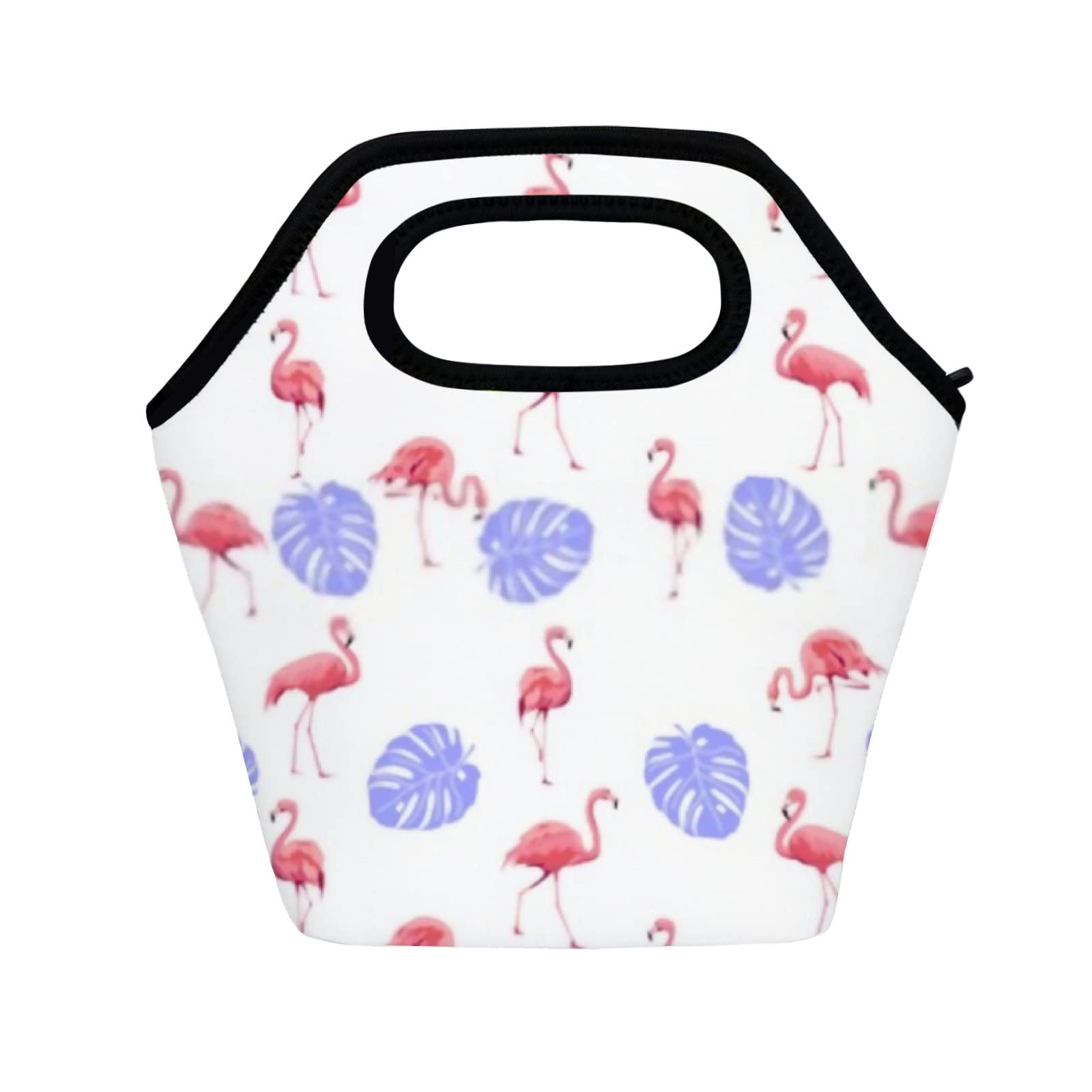 Insulated Lunch Bag for Women & Men - Reusable Cooler Bag with Pink Flamingo & Tropical Palm Leaf Design - Portable Lunch Box for Office, Work, Picnic & Travel - Perfect for Meal Prep, Beach Trips & Outdoor Activities