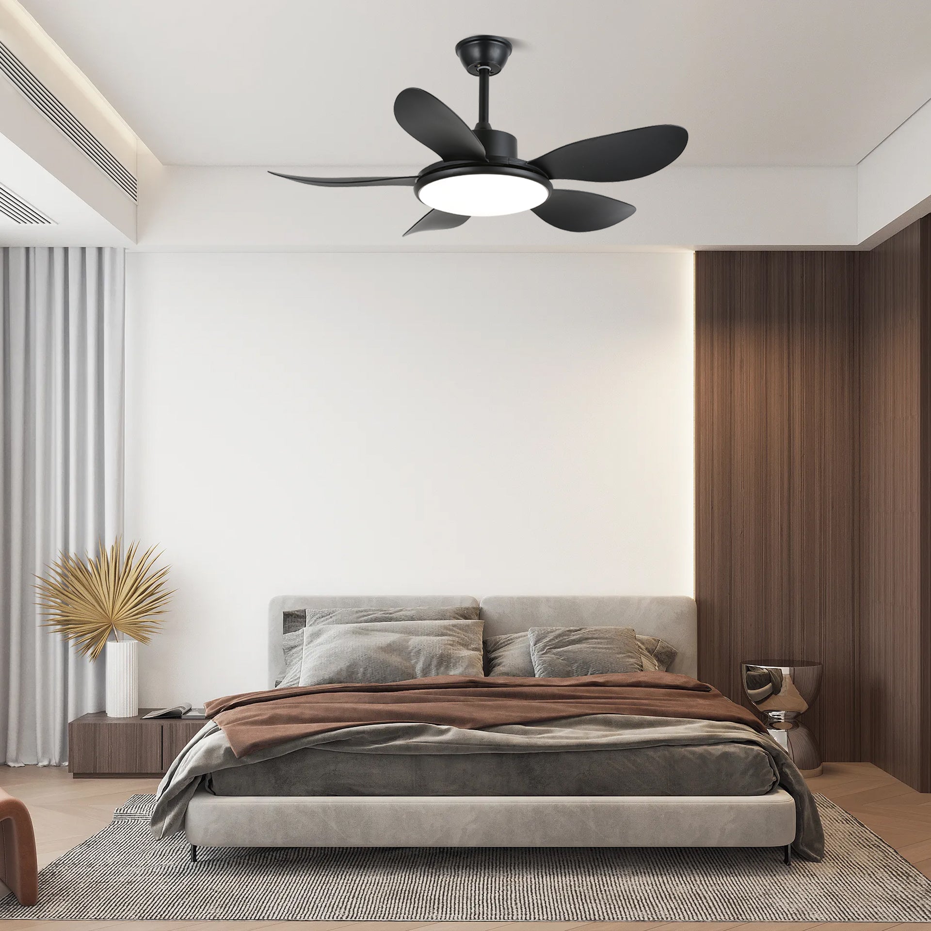 Brinley 48/52 Inch Ceiling Fan with Light Kit - Modern Indoor/Outdoor Fan for Living Room, Bedroom, Patio - Energy Efficient Quiet DC Motor, Remote Control Included