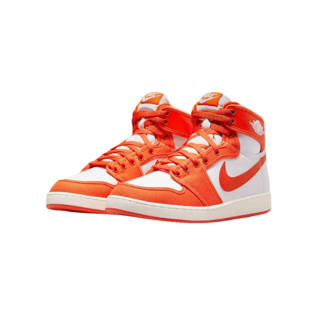 Air Jordan 1 High Retro KO Sneakers - Syracuse Orange & Sail White Colorway - Men's Basketball Shoes for Streetwear & Casual Outfits