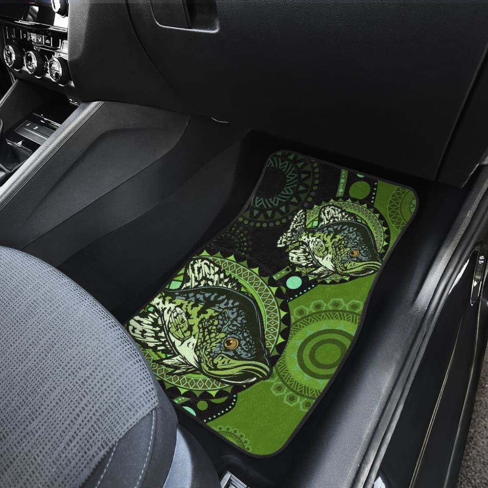Premium Black Crappie Ethnic Pattern Fishing Car Floor Mats - Non-Slip, All-Weather Protection for Trucks & SUVs - Perfect for Outdoor Enthusiasts & Fishing Trips