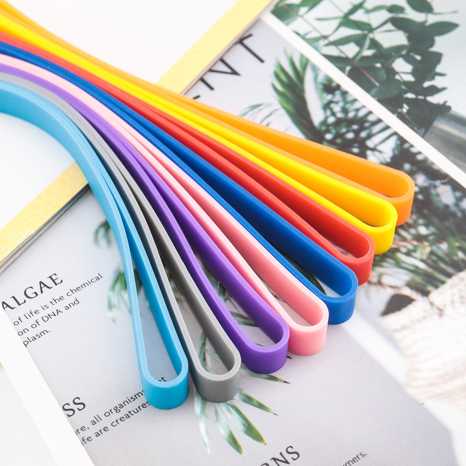 10 Pack A5 Silicone Rubber Bands - Durable Book Straps, Planner Elastic Bands (200mm) for Organizing, Cooking, Wrapping, Exercise & Crab Traps - Non-Slip Silica Gel Bands for Lunch Boxes, Art Projects & More
