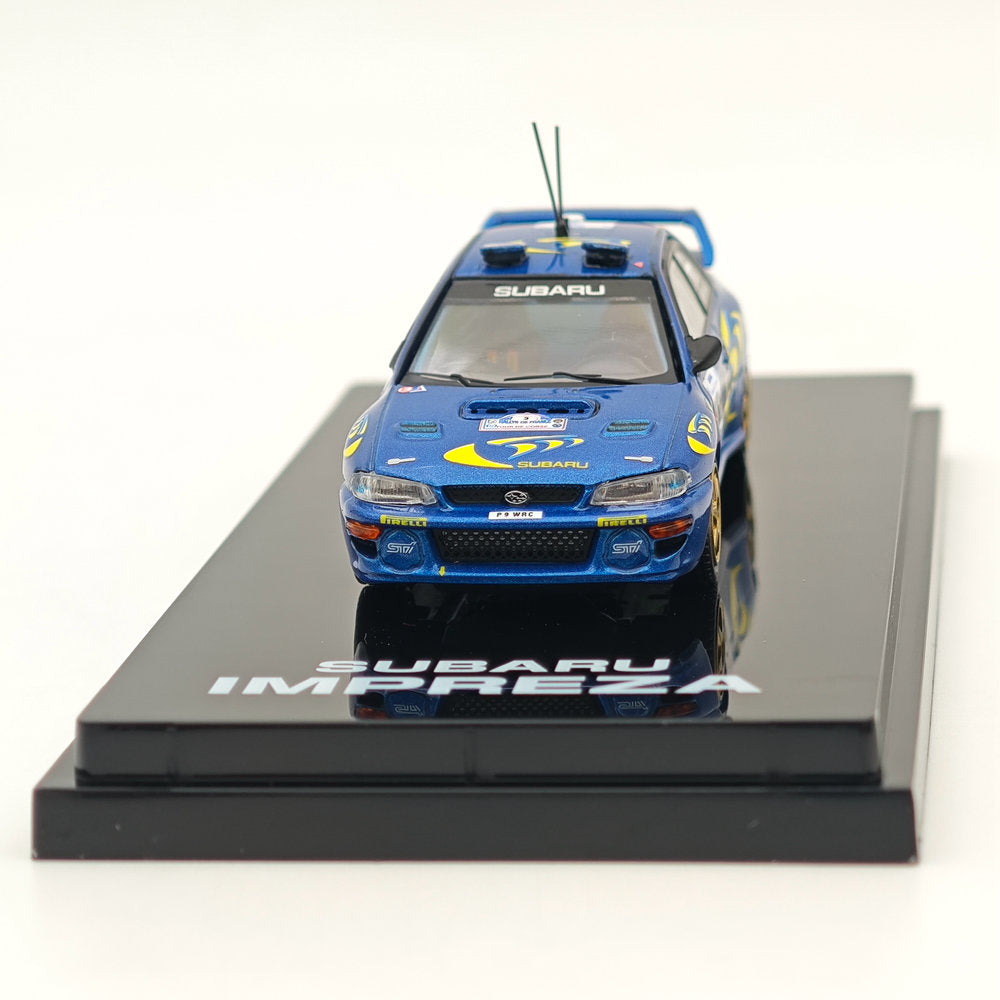 1/64 Scale Subaru Impreza WRC 1997 #3 Tour De Corse Winner Blue Diecast Model Car - Collectible Miniature for Racing Enthusiasts & Display Showcase