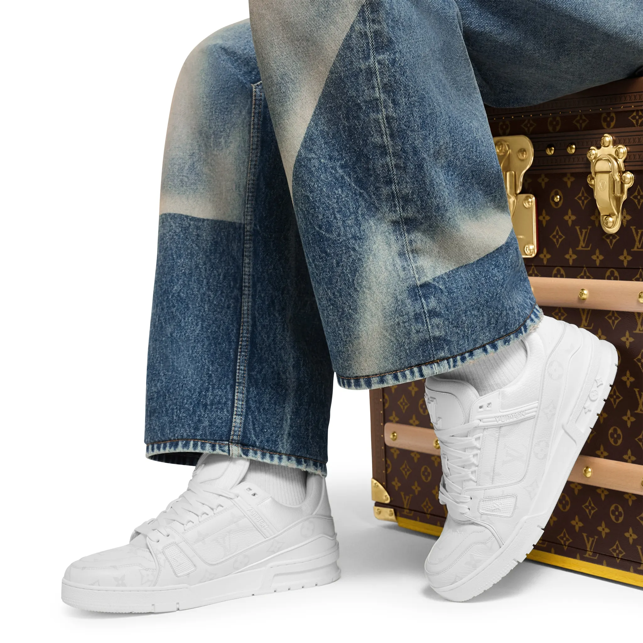 Louis Vuitton LV Trainer White Monogram Sneakers for Men - Luxury Designer Casual Shoes | Perfect for Streetwear, Dating & Everyday Fashion