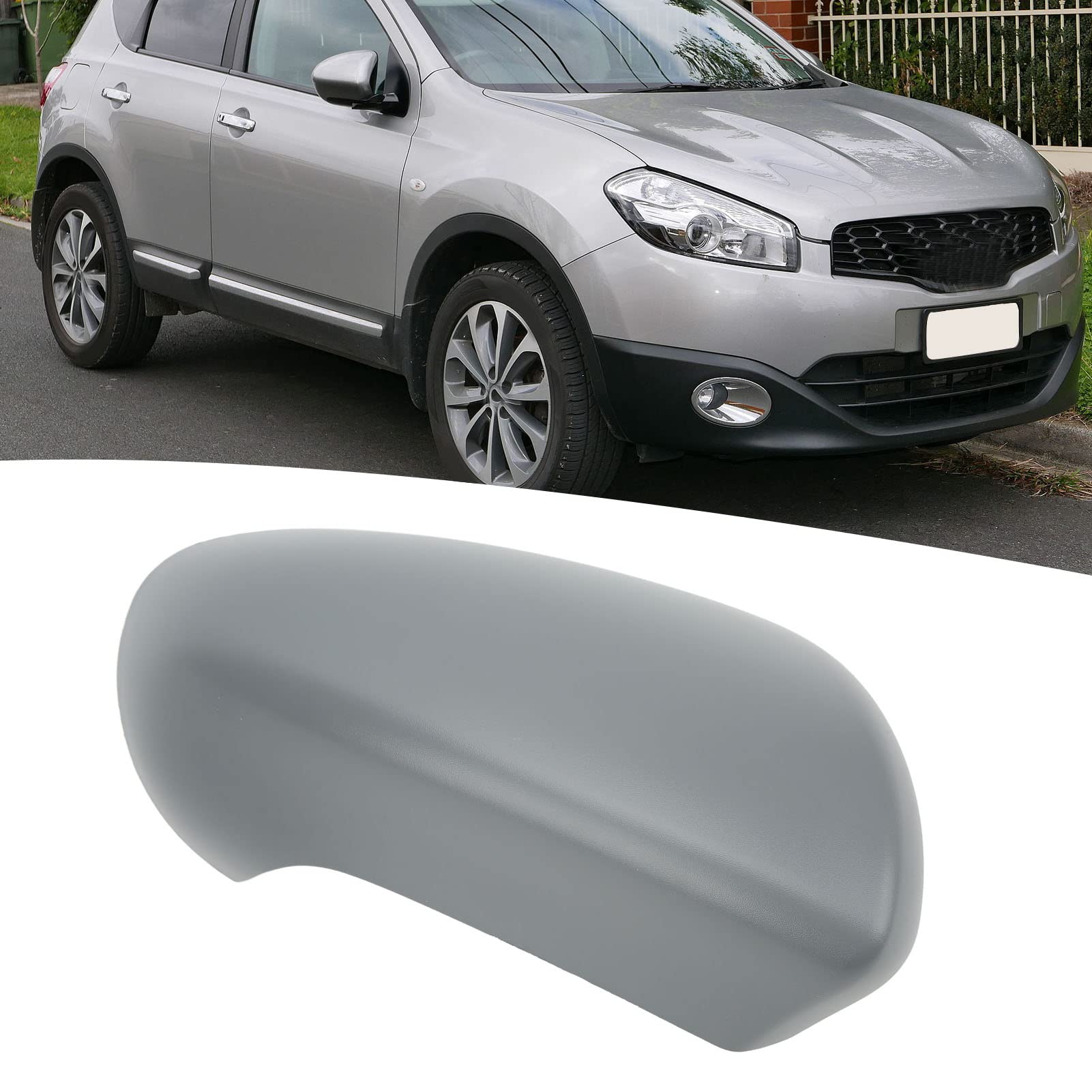 Nissan Qashqai J10 2007-2014 Right Side Mirror Cover Replacement - OEM Style Grey Door Mirror Housing for Enhanced Visibility & Safety - Perfect for Daily Commuting and Parking Assistance