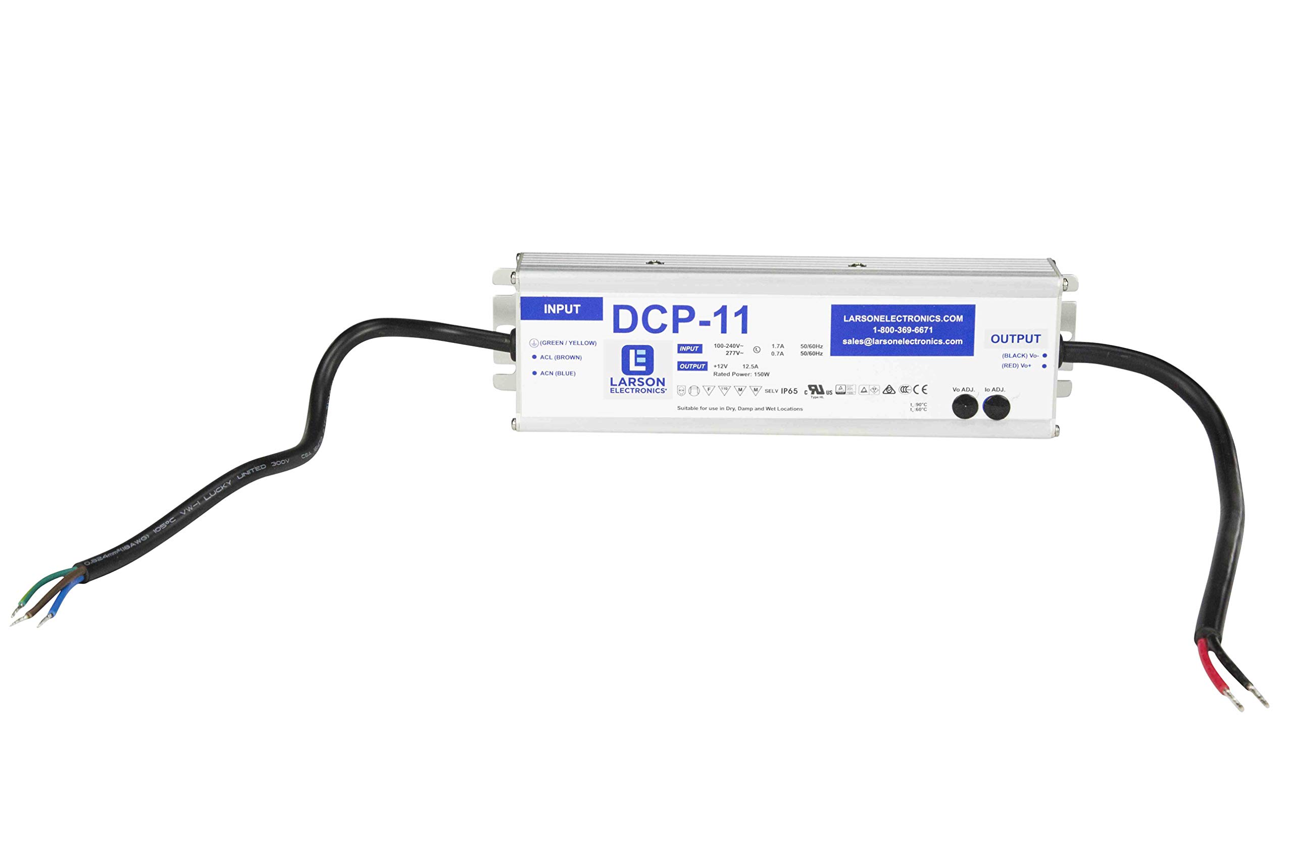 Larson Electronics 120V/277V AC to 12V DC Waterproof Power Converter Transformer - 11 Amp Output for Outdoor Lighting, Marine & RV Applications