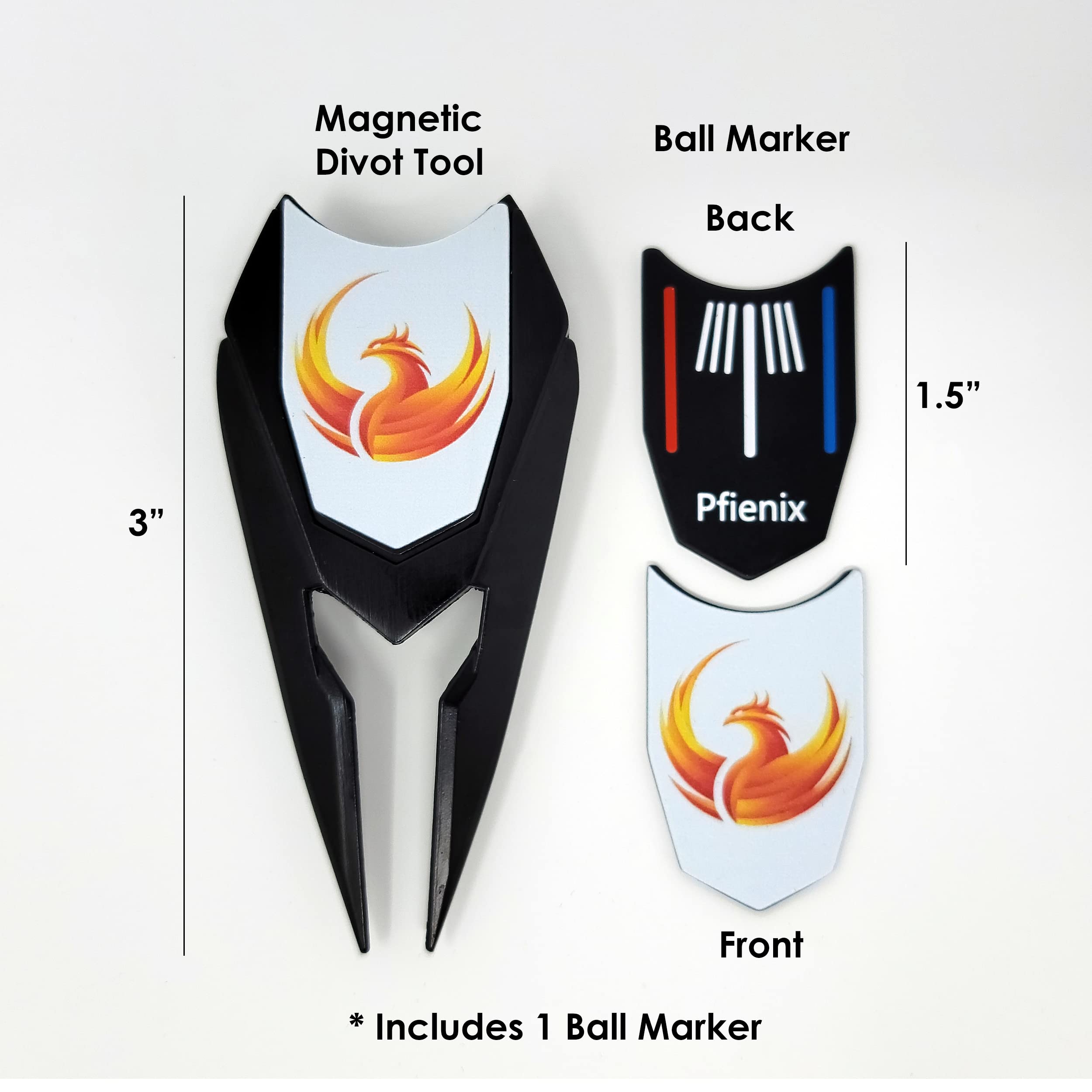 Premium Golf Repair Tool with Removable Magnetic Ball Marker - Divot Fixer & Putting Alignment Aid - Clip on Hat, Belt or Pocket - Perfect for Golf Course, Practice & Tournament Play