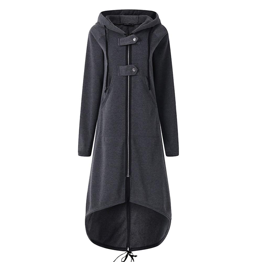 JOFOW Women's Hooded Long Jacket Cardigan - Short Front Long Tail Irregular Hem, Casual Slim Coat for Plus Size | Stylish Outerwear for Fall & Winter, Perfect for Daily Wear, Office & Outdoor Activities