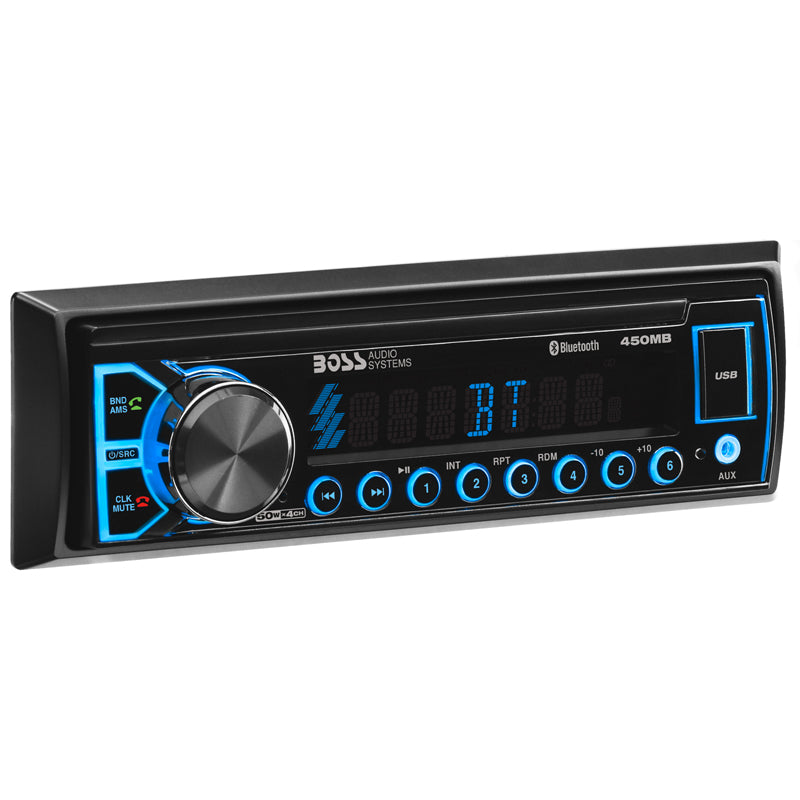 Boss Audio 450MB Marine Bluetooth Stereo System - Waterproof Boat Radio with USB, MP3, AM/FM Receiver - Perfect for Boating, Fishing & Outdoor Adventures